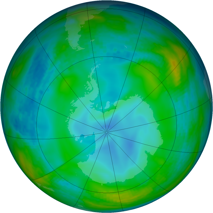 Antarctic ozone map for 20 June 1991